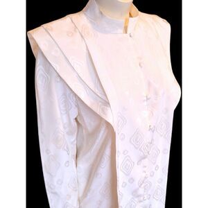 Vintage 80s Ivory White Punk- Shoulder Premiere Vision Dress 5/6‎